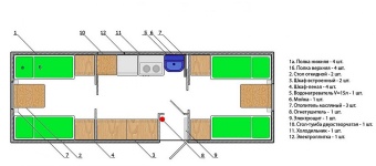 Чертеж Бытовка на 8 человек 8000х2500 мм