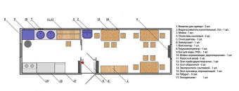 Чертеж Бытовка кухня-столовая на 12 человек 8000х2500 мм